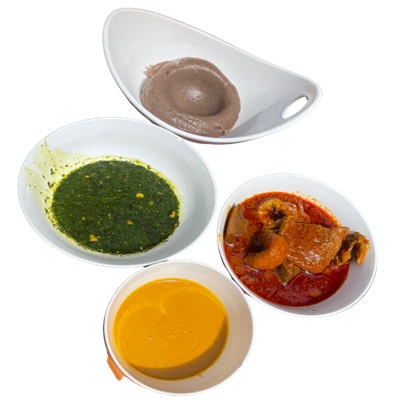 Amala, Gbegiri, Ewedu with Assorted & Coke
