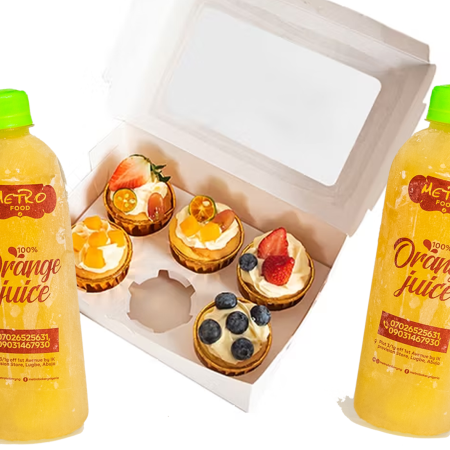 Half box of mini pastry/2 Orange or Tigernut Juice