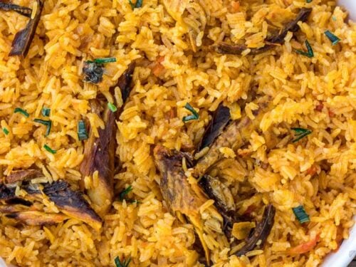 OIL RICE AND BEANS , FISH AND EGG